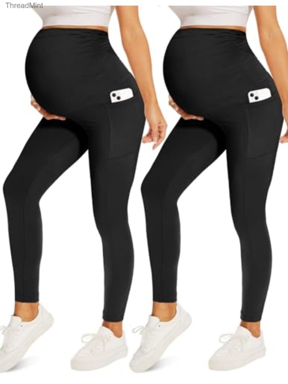Maternity Leggings With Pockets Over The Belly Yoga Active Soft Tights